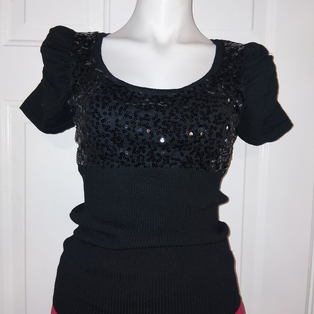 Heart Soul Black Sequin Blouse